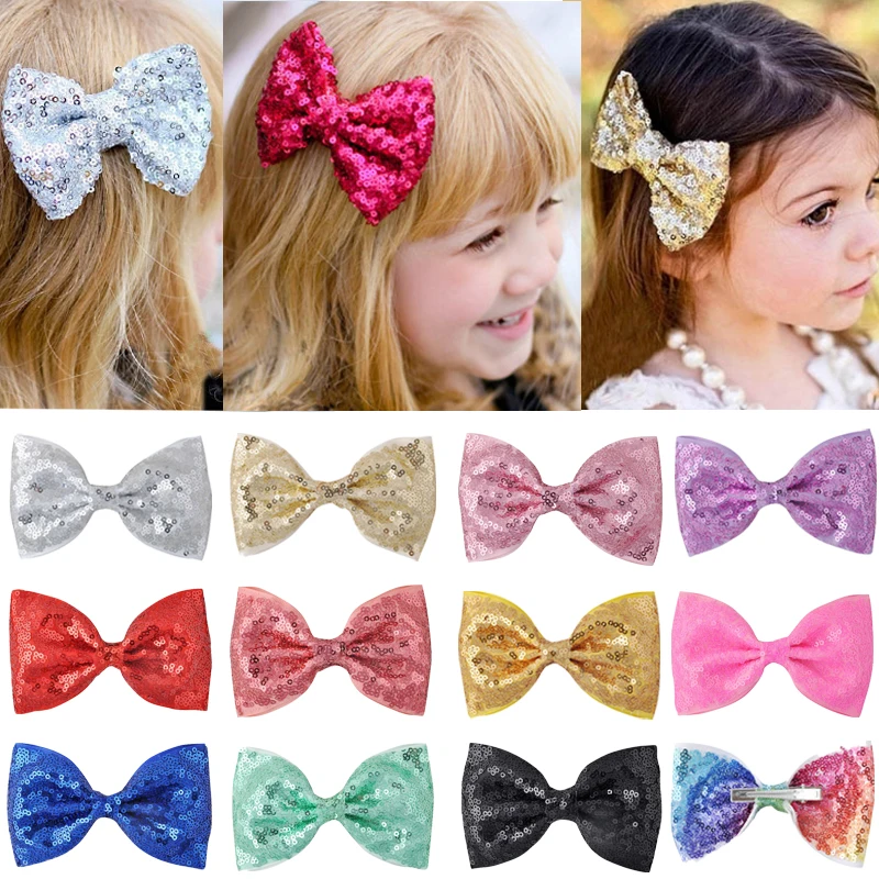 

Cute 4.7 Inch Girls Hair Bows Glitter Mermaid Sequins Scales Hairclip Boutique Women Hair Clips Hairpins Kids Hair Accessories
