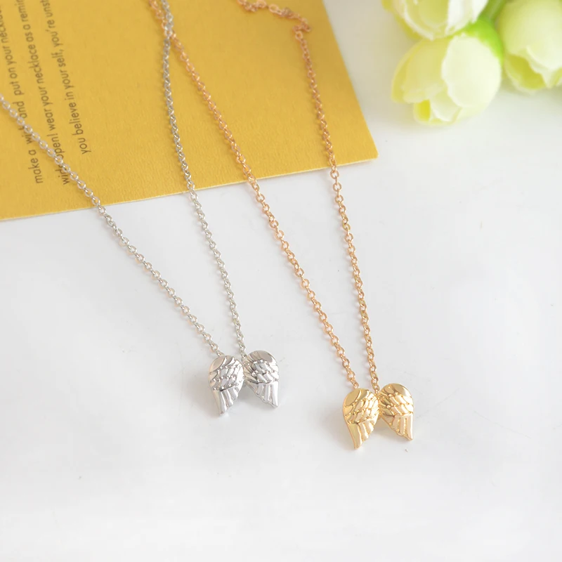 

GUARDIAN ANGEL, RISING STAR, KARMA, CONFIDENCE IS KEY Pendant Necklace Gold Silver Minimalist Angel Wings Mini collar collier