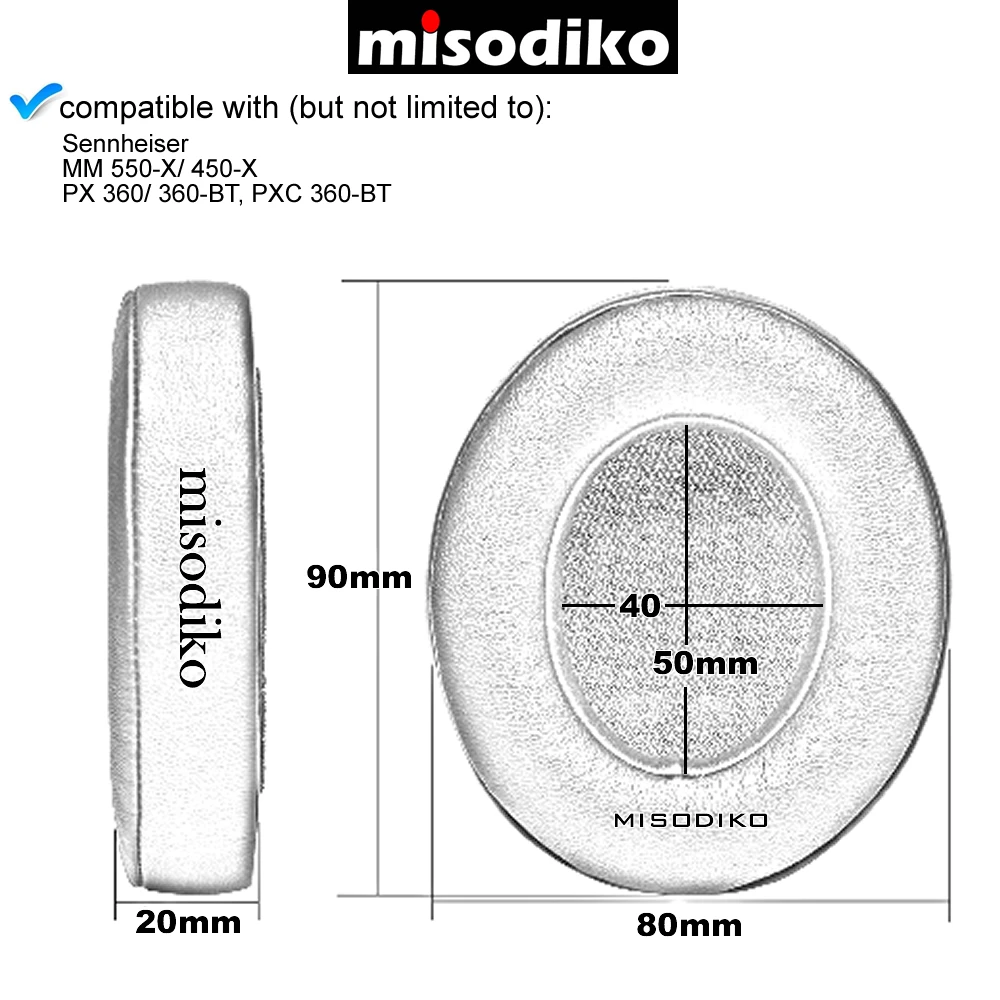 Replacement Ear Pads Cushions Muff Parts Compatible with Sennheiser PX360 MM550-X MM550 Travel PX360BT MM450-X Headphones. 