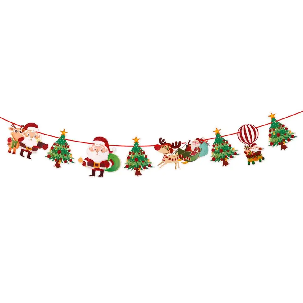 Санта Клаус мультфильм флаг рождественские украшения для дома рождественские подарки Рождество Noel год - Цвет: Santa Claus And Tree