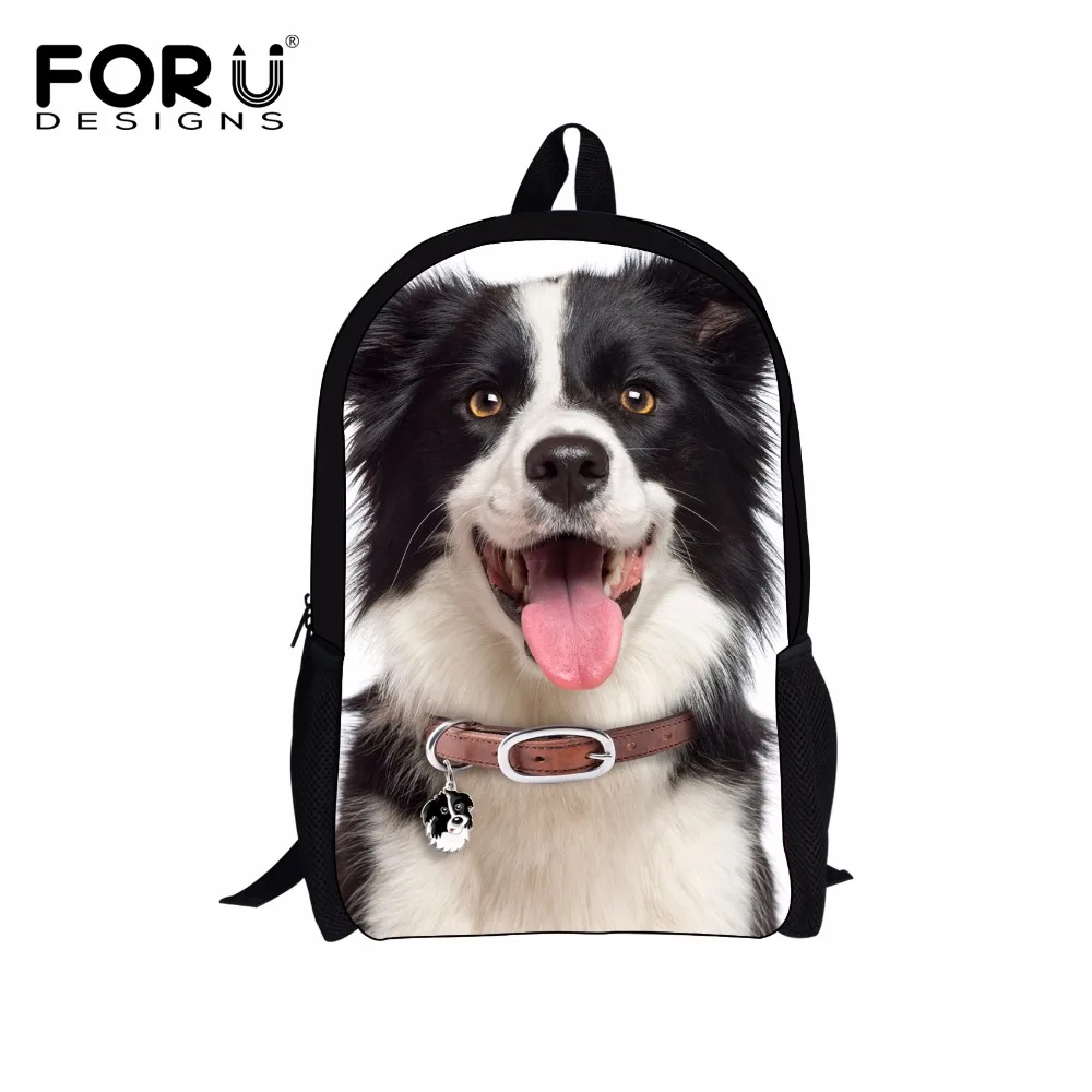 

FORUDESIGNS Boder Collie Printed Male Backpack 3D Animal Dog Design Students Bagpacks Casual Children School Bags for Teenagers