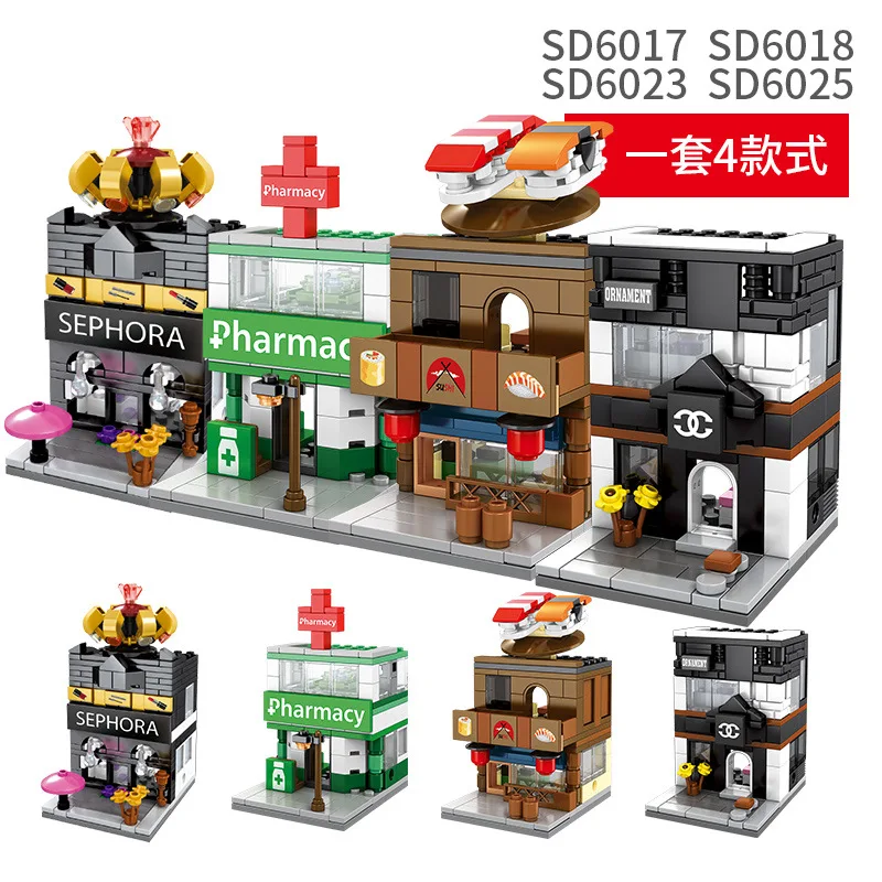 SEMBO Blocks Mini Shop Model Building Bricks Micro street Store Cute Architecture Educational toys for Children Christmas Gifts