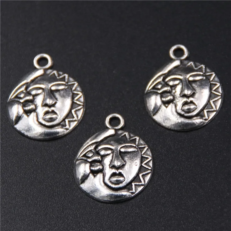 

15pcs Silver Plated Hip Hop Style Mother of The Moon Pendants Necklace Bracelet DIY Charm Jewelry Handicraft Making 17*21mm A290