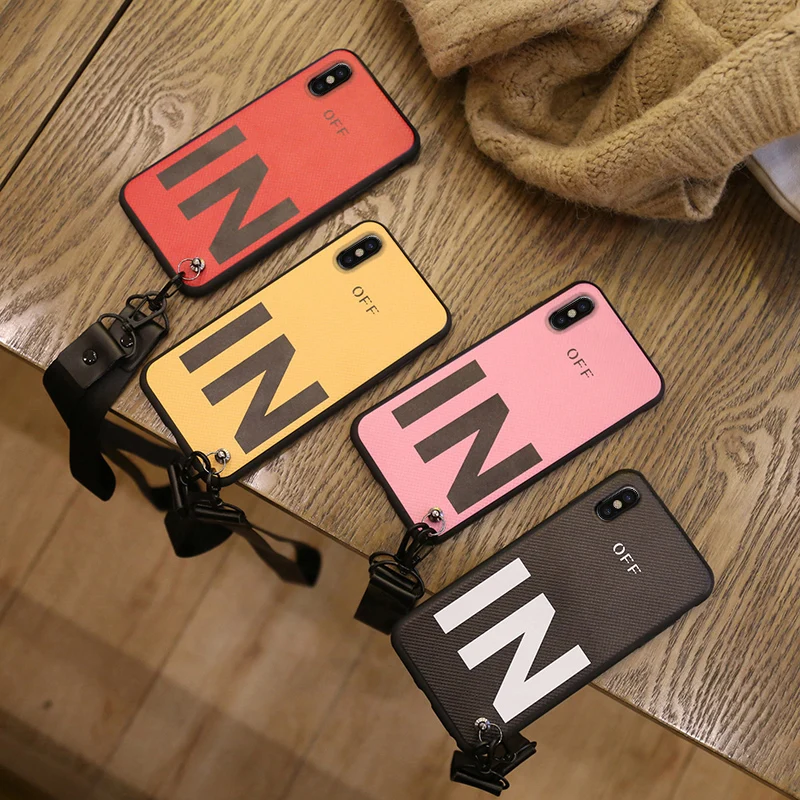 OUJINUO Fashion Letters Phone Case For iPhone 7 8 Plus 6 6s Hang Strap Lanyard TPU Silicone Cover X XS Capa |