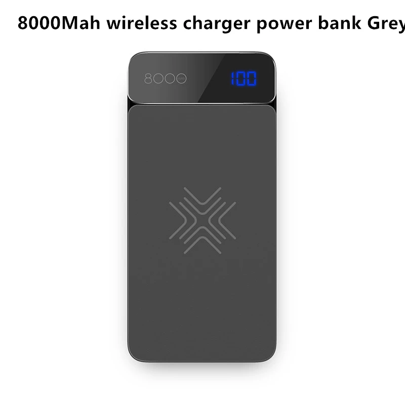 Рок-н-Мощность банк 10000mAh с цифровым Дисплей Портативный внешний Тип батареи C 5V 3A Мощность банк для iphone X для Xiaomi - Цвет: wireless Grey