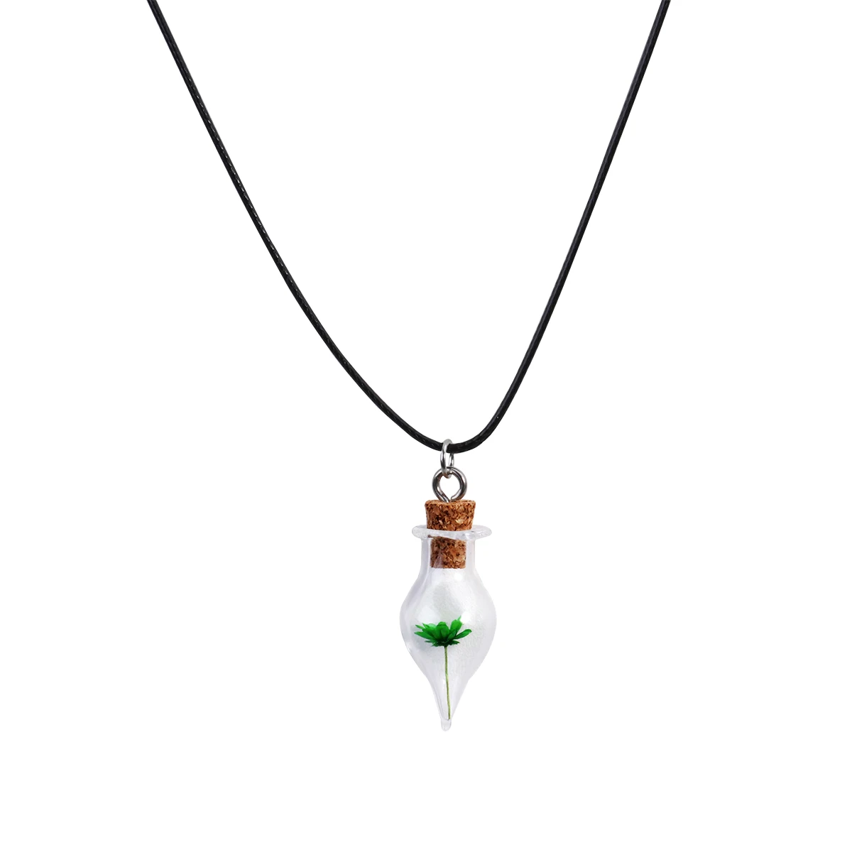 

PIXNOR Real Dried Flower Pendant Miniature Terrarium Necklace Nature Jewelry Mini Glass Bottle Crescent Moon Teardrop Necklaces