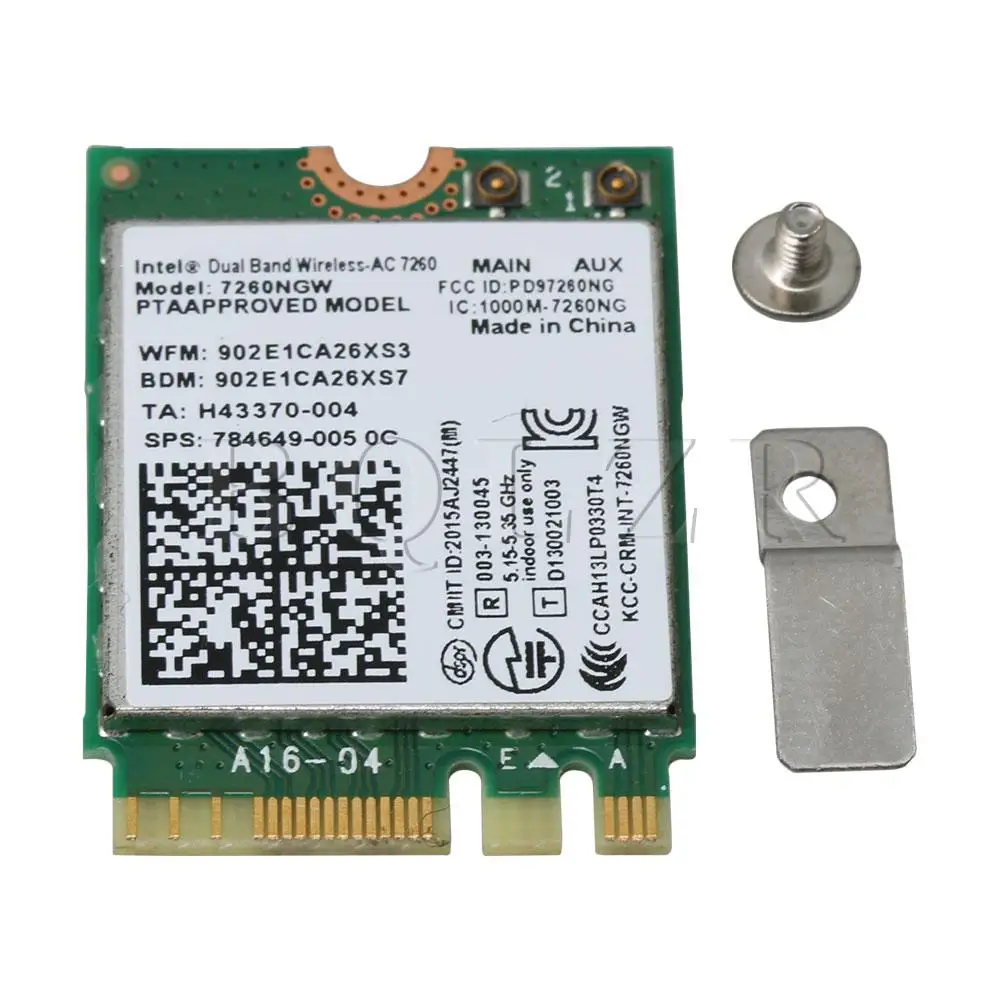 

BQLZR Wireless 7260AC Card for Intel 7260NGW NGFF M2 2000Mbps WiFi Bluetooth 4.0 Supports Windows 10 Win7 Win8 Linux