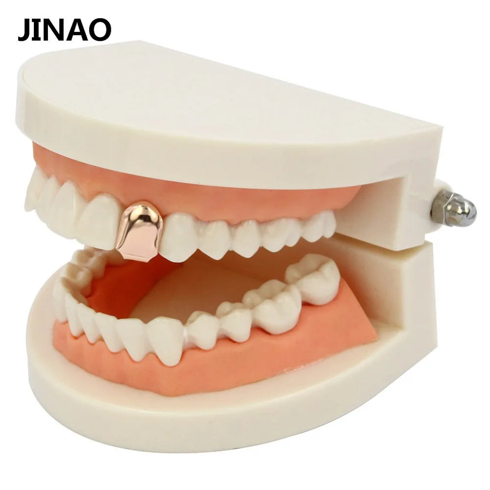 JINAO Золотой Серебряный цвет одного зуба шикарные зубы модный рок-рэпер кепки в стиле хип-хоп верхняя часть формы и нижний зуб Украшения для тела