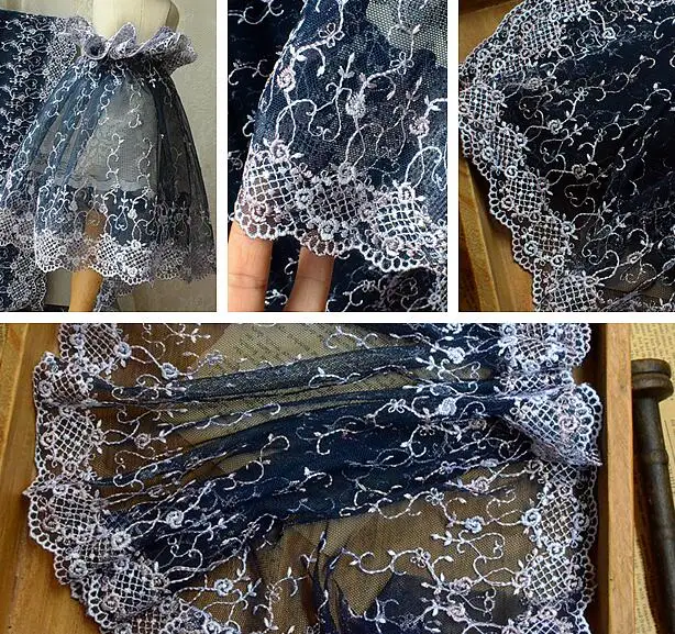 

Hot Sale 5 Meters High Quality Navy Dark Blue Lace Trim Mesh For Women Sexy Dresses 2017 Latest African French Lace Fabric