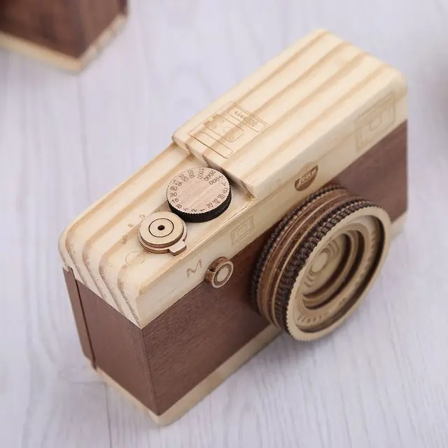 Wooden Music Camera Retro Design Classical Birthday Home Decoration Melody Camera Toy 4