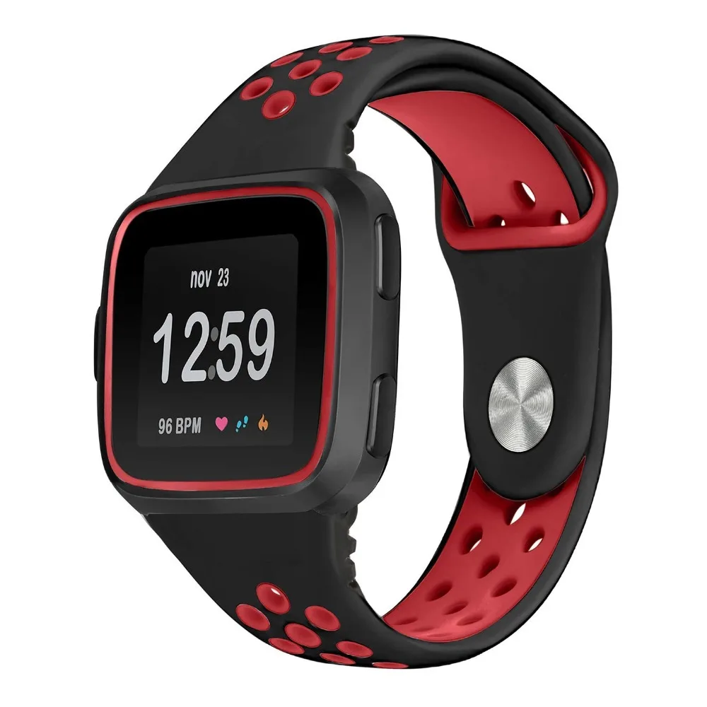 

joyozy Soft Silicone Bands Compatible Fitbit Versa, with Protective Case Frame Two-Toned Perforated Breathable Replacement Strap