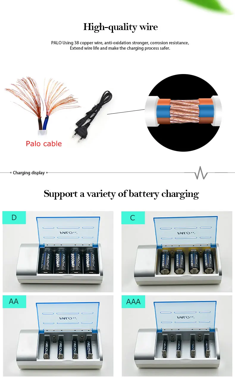 PALO Многофункциональный светодиодный индикатор зарядное устройство для Ni-MH NI-CD AA/AAA/SC/C/D/9 В Размер батареи 6F22 зарядное устройство