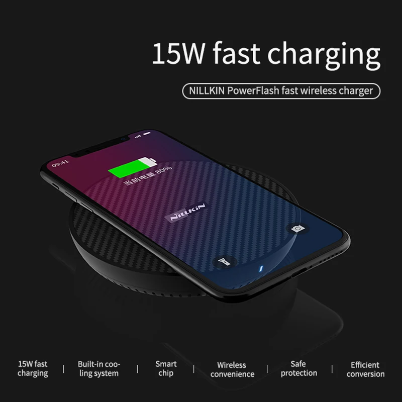 

Nillkin 15W Fast Wireless Charger Qi Fast Wireless Charging Pad Fiber for iPhone XS Max XS 8 8 Plus for Samsung S9 Note 8 S8 S9+