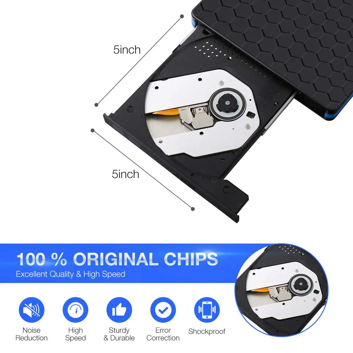  External DVD Drive Optical Drive USB 3.0 CD ROM Player CD-RW Burner Writer Reader Recorder Portatil