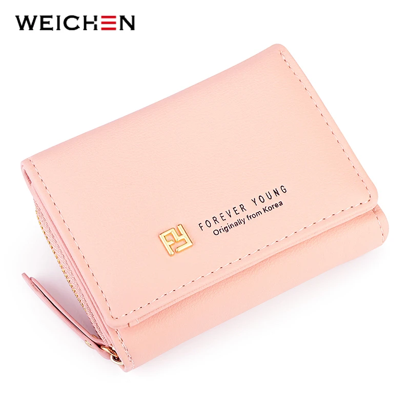 A bordo Entrelazamiento patata WEICHEN 2018 monedero pequeño de diseño de marca para mujer, tarjetero para  mujer, monederos y billeteras cortas rosadas, Mini Cartera de cuero PU con  3 pliegues Ca|Carteras| - AliExpress