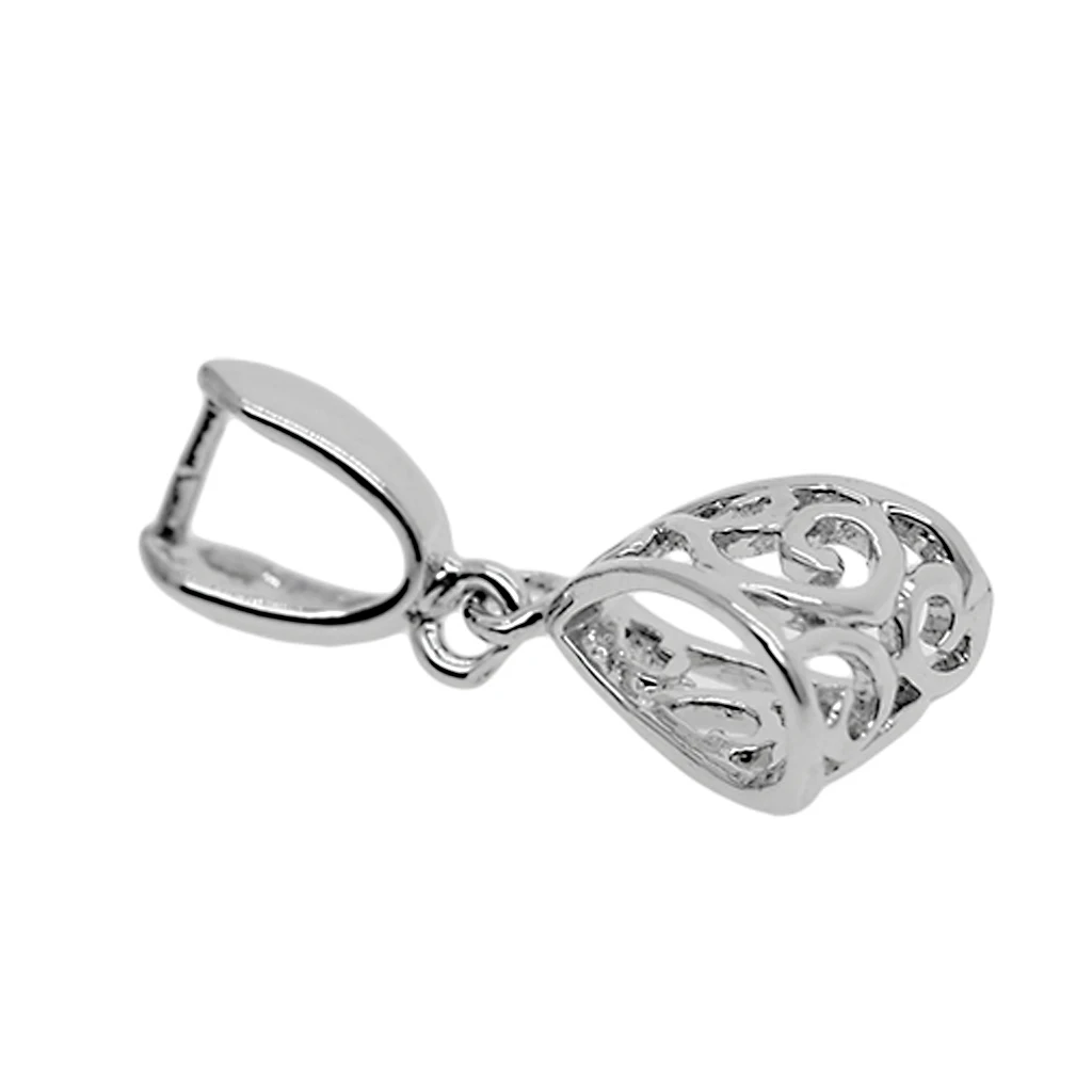 10pcs Filigree Flower Brass Clip Pinch Bails .26x9x7mm for Crystals Pendants Jewelry Findings