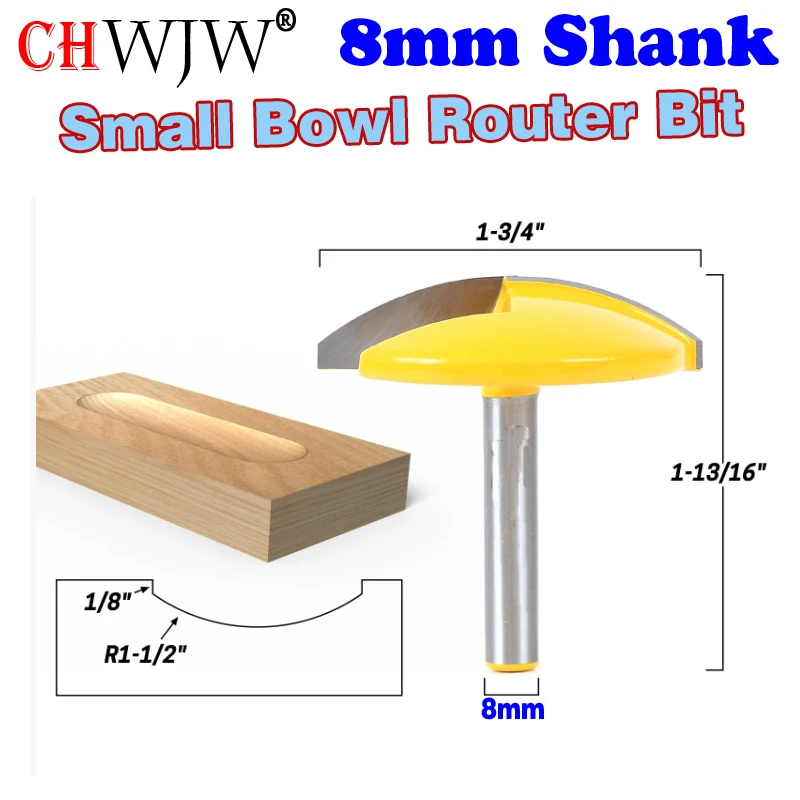  1PC 8mm Shank Small Bowl Router Bit - 1-1/2