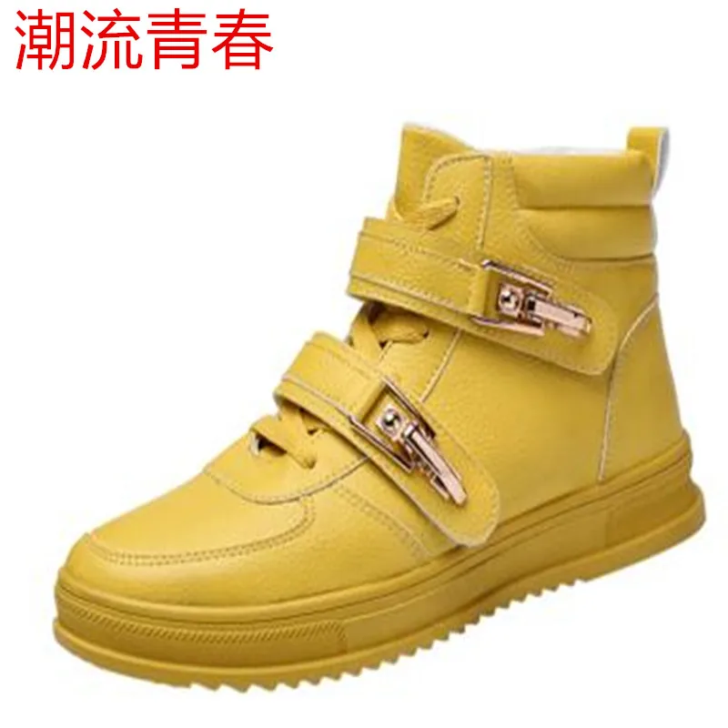 

Autumn Winter Fashion Buckle Men's Ankle Boots Yellow PU Comfortable Casual shoes for Male Men Boots botas hombre size 39-44