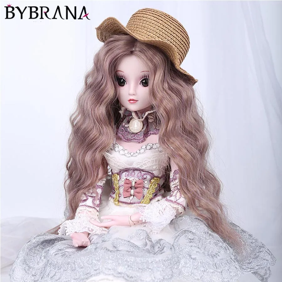 Bybrana модный стиль 1/3 1/4 Bjd волосы высокая температура длинные вьющиеся коричневато-черный Bjd парик MSD SD для BJD куклы