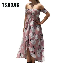 

TSRDUG Women'S Dresses Summer Sexy Party Off Shoulder Robe Femme 2018 Elegant Casual Festa Floral Vestido Longo A487