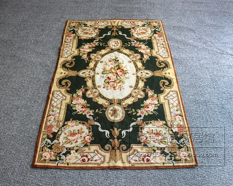 

Embroidery Court Woolwork Carpet Stitch Carpet Tapestry Flowers And Plants European Countryside Carpet Blackish Green Carpet