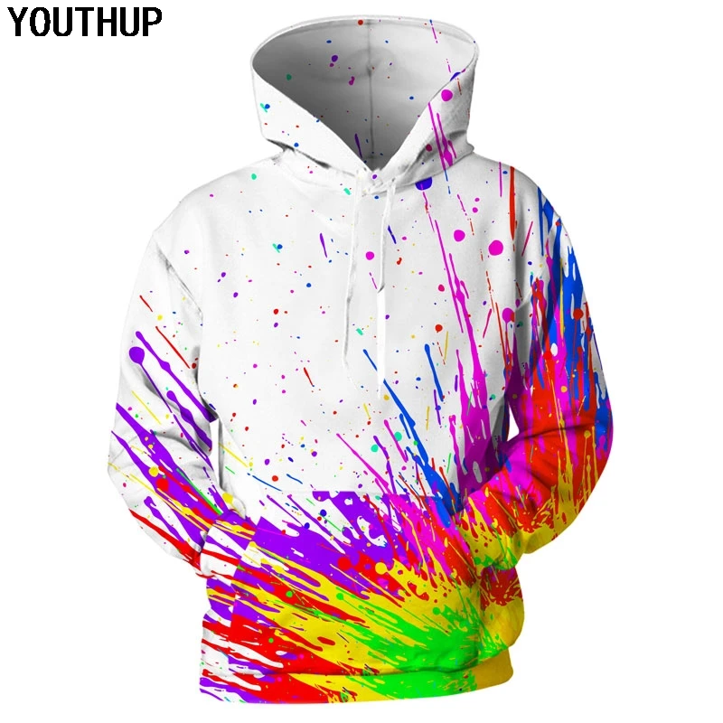 YOUTHUP 2018 New 3d Hoodies For Men/Women Splash Paint 3d Print Hooded
