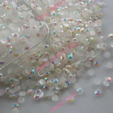 Белый AB 2 мм, 3 мм, 4 мм дизайн ногтей смолы желе Стразы круглые плоские с оборота для DIY ногтей аксессуары