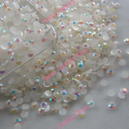 

White AB 2mm,3mm,4mm Nail Art Resin Jelly Rhinestone Round Flatback For DIY Nail Art Accessories