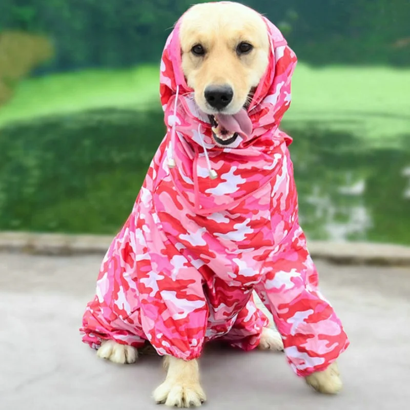 Камуфляжный плащ для крупных собак одежда больших водонепроницаемая куртка