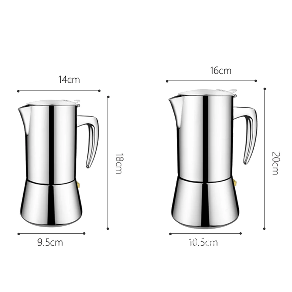 Stainless Steel Stovetop Moka Espresso Coffee Maker Pot Percolator 200ml 300ml