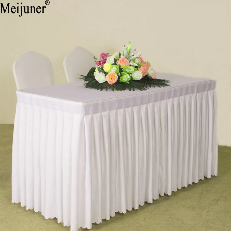 

Meijuner 2017 Hot Hotel Conference Room Table Skirt Polyester Wedding Banquet Table Cover Home Table Cloth