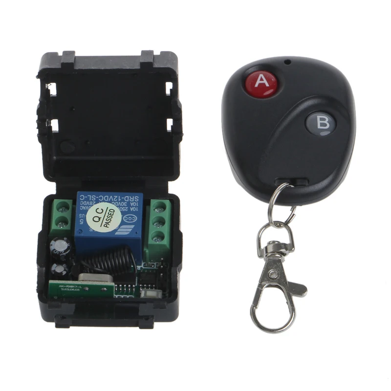 

DC 12V relay 1CH 433MHz wireless RF Remote Control Switch Transmitter + Receiver 10166
