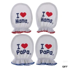 2 пар/компл. детские перчатки анти царапин уход за кожей лица предотвращает укусы руки мягкой смеси хлопка для новорожденных поставки I Love Papa» или «I Love Mama»(«Я люблю творческий