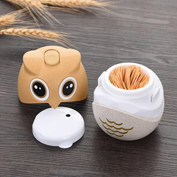 

1Pcs Cute Cartoon Toothpick Storage Box Wheat Straw Owl Shaped Home Table Decor Toothpick Dispenser