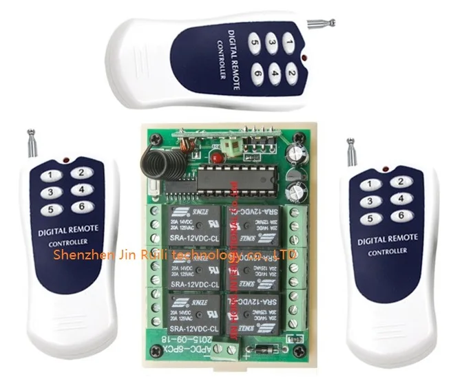 DC 12V 6CH remote control switch system 1 Receiver & 3 Transmitter 10A Relay 6 Channel fast