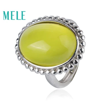 

Natural yellow prehnite 925 sterling silver ring for women and man,12X17mm big Oval cut 16ct fine gemstone trendy jewelry