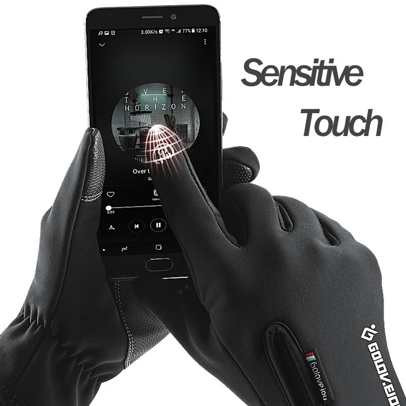 Winter Fleece  Thermal Outdoor Sports Waterproof and Windproof Riding Bicycle  Motorcycle Skiing  Climbing Touch Screen Gloves