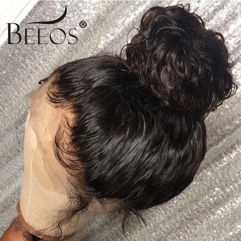 Beeos Short 13x6 Lace Front Human Hair Wigs Pre Plucked With Baby Hair Deep Part Curly Brazilian Re