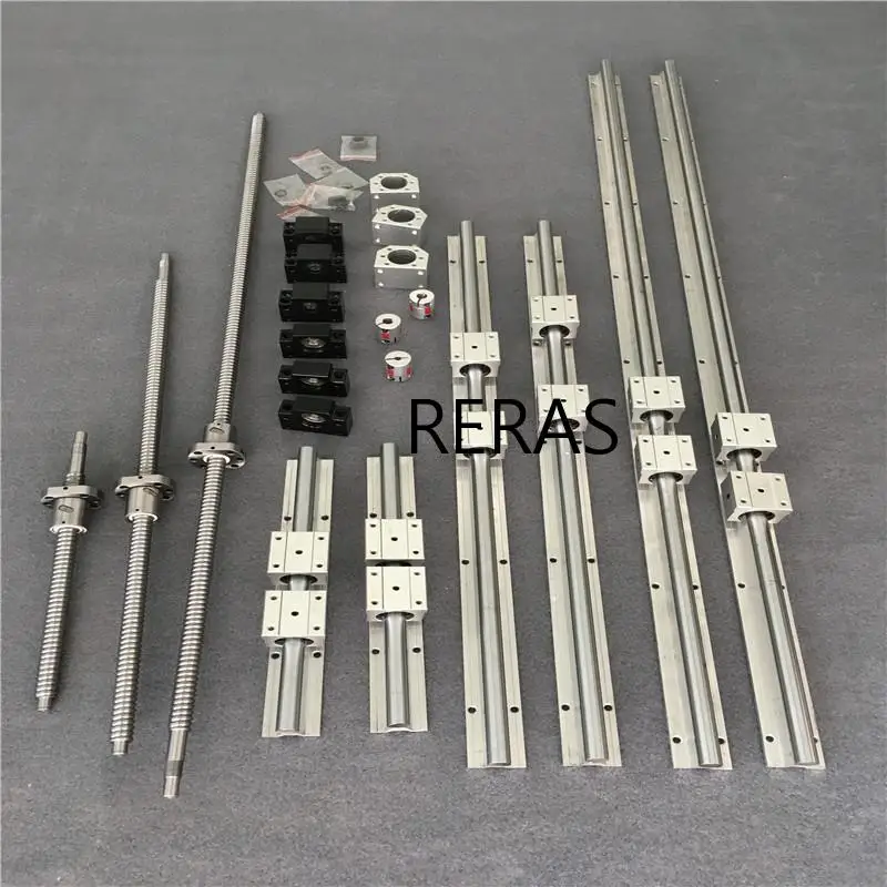 

3 ball screw RM1605+SBR16 /SBR20 CNC linear guideway rail set +BK/BF12 + nut housing + couplers for router/Milling Machine