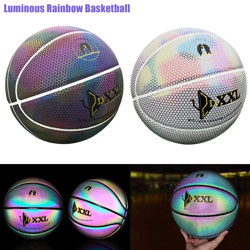 

Newly Rainbow Basketball for Men Luminous Colorful Indoor/Outdoor Game Ball BF88