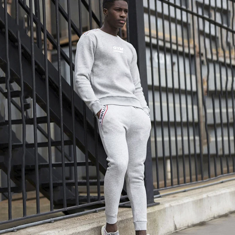

Male Sweatshirt Sport Clothing Set Men Running Gym Sportswear Tracksuit Fitness Body building Mens Hoodies+Pants Sport Men Set