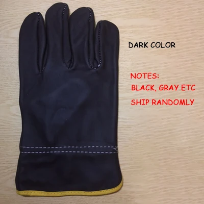 1 Pair Working Gloves Cowhide Leather Insulation Welder Welding Gloves Safety Protective Garden Sports Wear-resisting Gloves NEW - Цвет: dark color