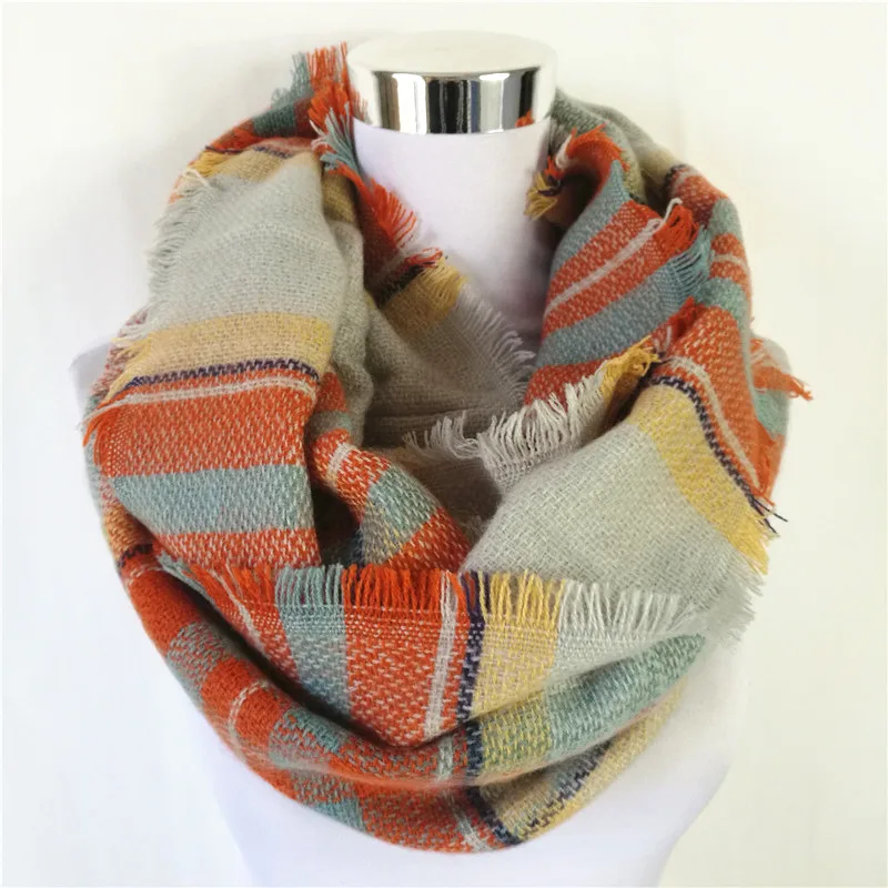 Новая мода плед одеяло шарф шеи Теплый акриловый петля шарф популярный зимний шотландский снуд в клетку женский шарф бесконечность