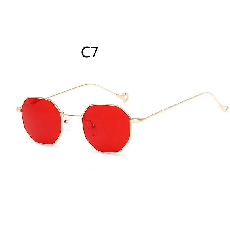2020 reggaeon Fashion Small Sunglasses Octagon Brand Designer Women HEXAGON Retro Computer Glasses Metal Frame Shades UV400 | Аксессуары