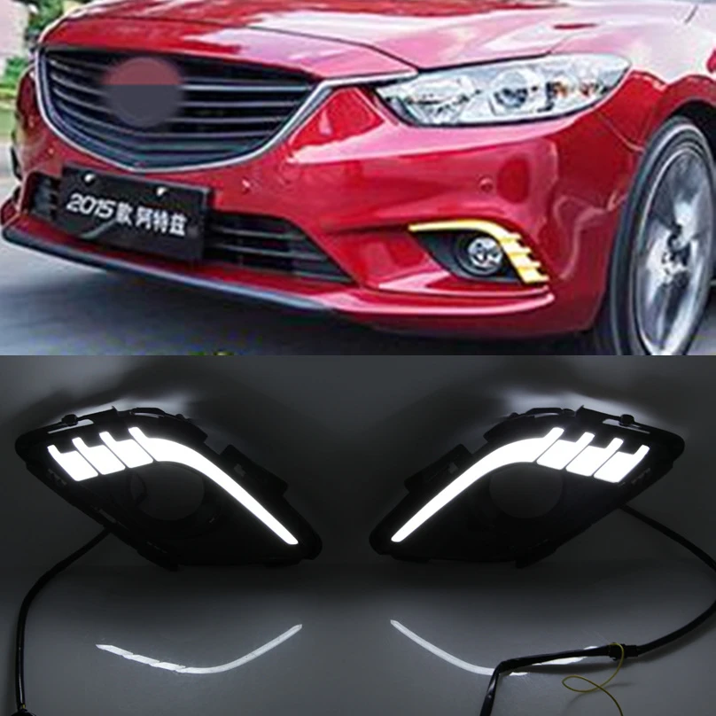 

CSGJMY 2PCS For Mazda 6 Atenza 2013 2014 2015 Driving DRL Daytime Running Light fog lamp Relay LED 12V Daylight car styling