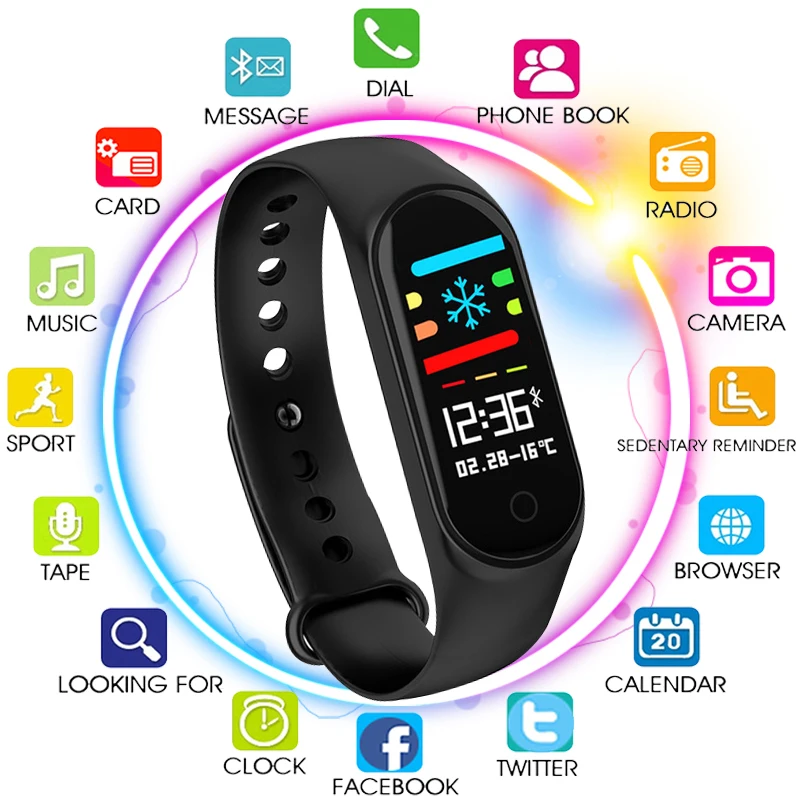 

New Smart Bracelet Color-screen IP67 Fitness Tracker blood pressure Heart Rate Monitor Smart band For Android IOS phone watches