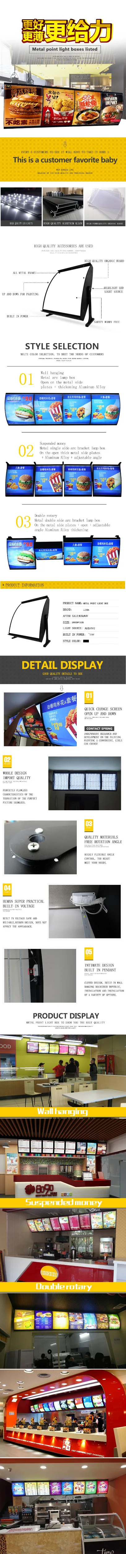 Placa do Menu Sinais de Loja 400mm x 600mm Tamanho Luz Tabuleta Levou Backlit Moldura Curva Caixa Iluminada Sinal Iluminado 2 led light signboard