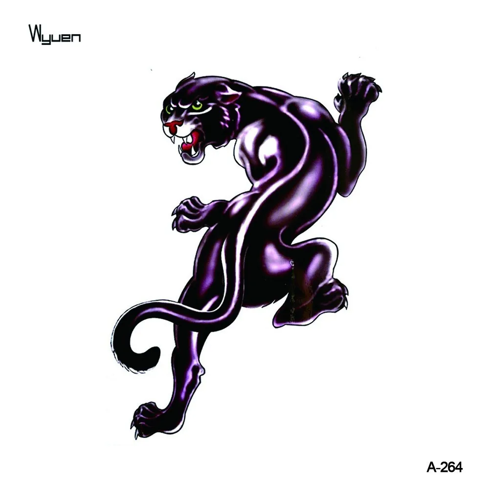 WYUEN Panther Temporary Tattoo Sticker Animal Tattoos for Women Sexy Body Art Waterproof Men Hand Fake Tatoo 9.8X6cm A-264