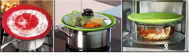 Multifunction Flower Shape Silicone Stop Spill Cover Lid High Temperature Resistant Pan Cover