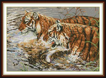 

Concomitance Tiger Animal Cross Stitch Kits 14CT Canvas 11CT Accurate Printed Embroidery DIY Handmade Needle Work Home Decor